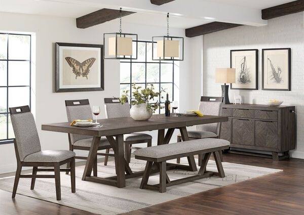 Picture of Hearst Table with 4 Upholstered Chairs & Bench